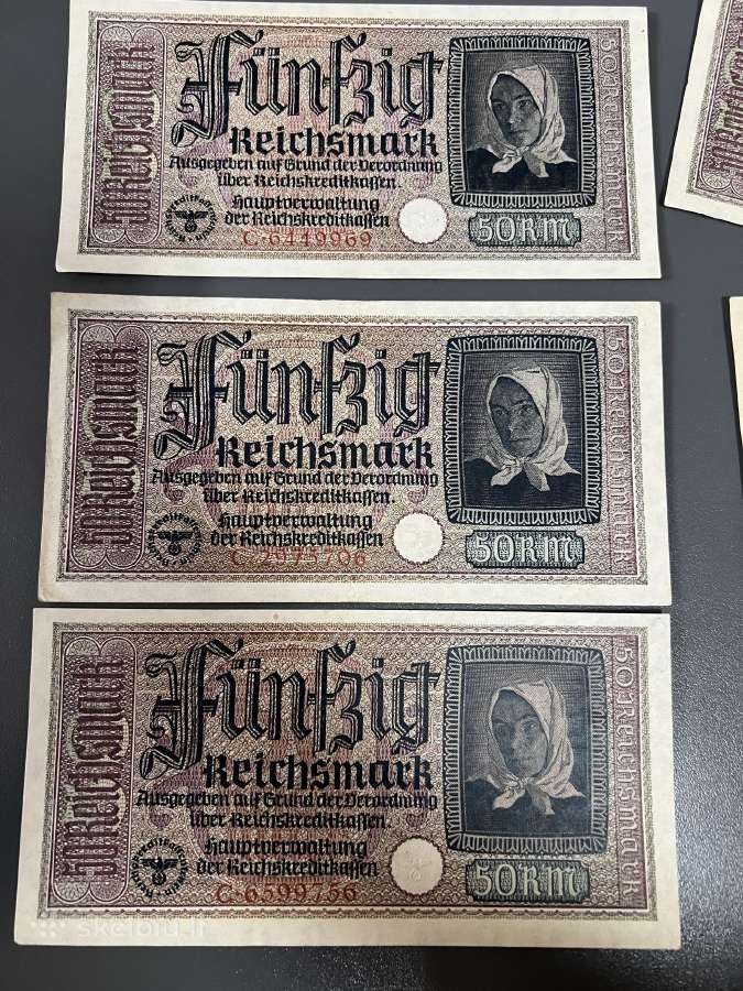 Germany 50, 20 reichsmark 1940-1945 banknotai Unc