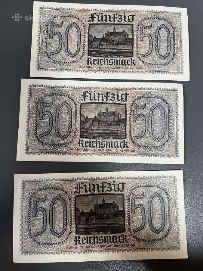 Germany 50, 20 reichsmark 1940-1945 banknotai Unc - nuotraukos Nr. 2