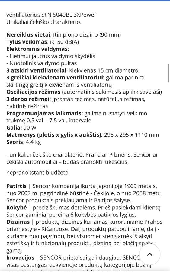 Sencor ventiliatorius- kondicionierius - nuotraukos Nr. 3