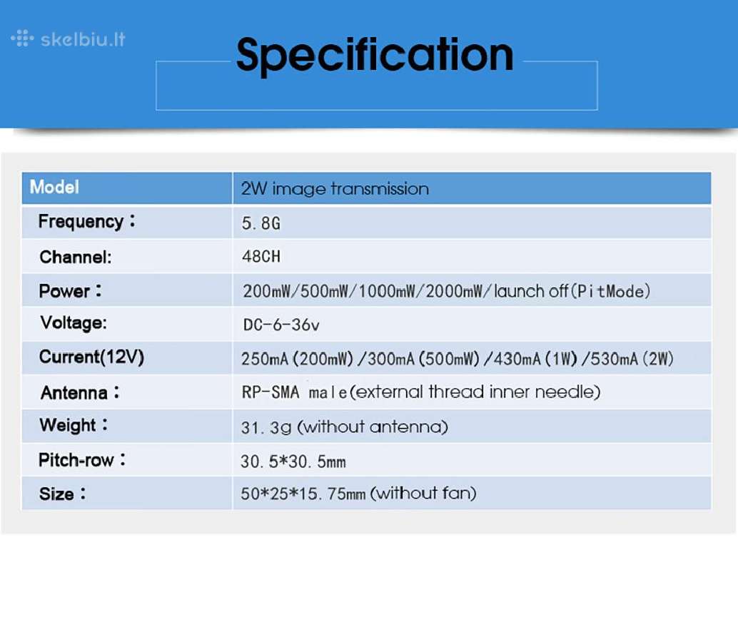 Nauji Ewrf 2w 5.8g 48ch vtx / vaizdo siųstuvai - nuotraukos Nr. 6