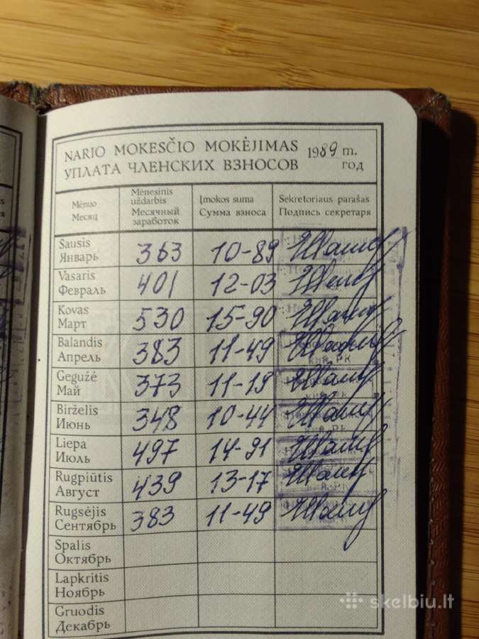Komunistų partijos bilietas 1960 Naujoji Vilnia - nuotraukos Nr. 4