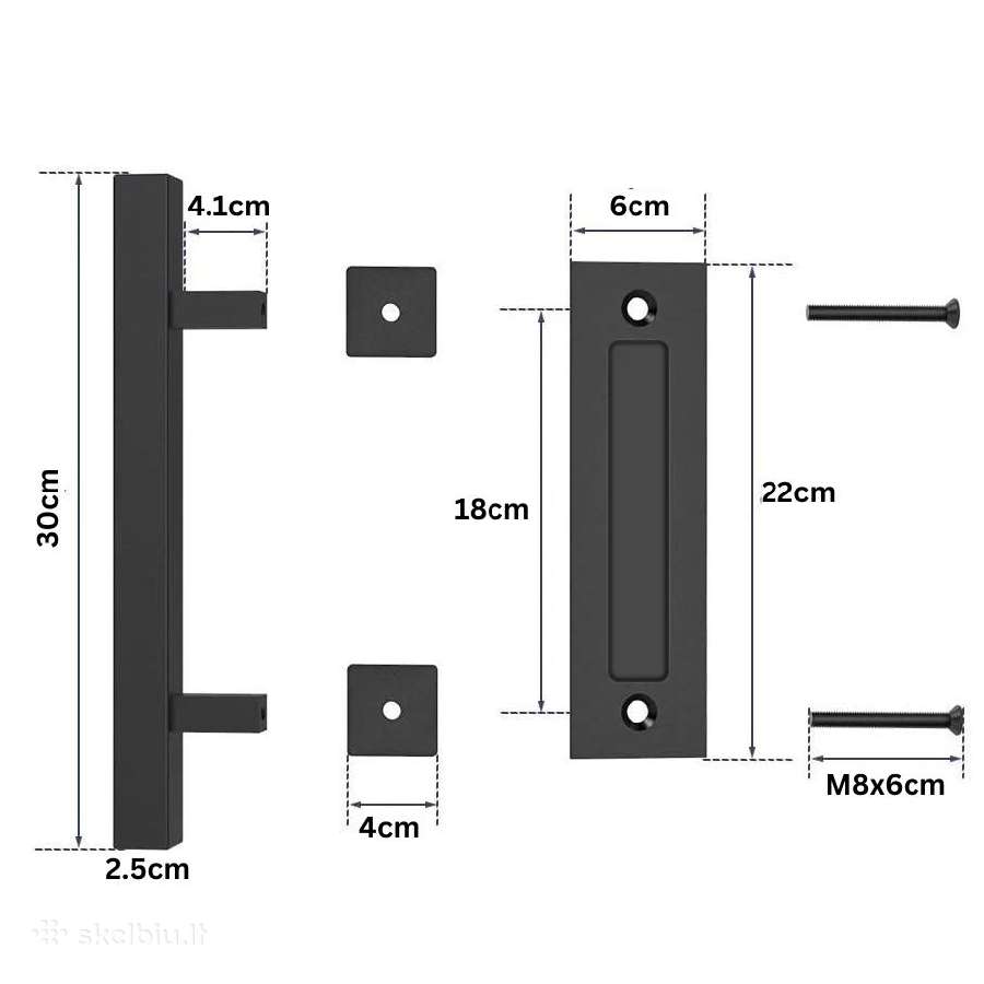 "Barn Doors" Stumdomų durų rankena - Juoda. 30cm - nuotraukos Nr. 4