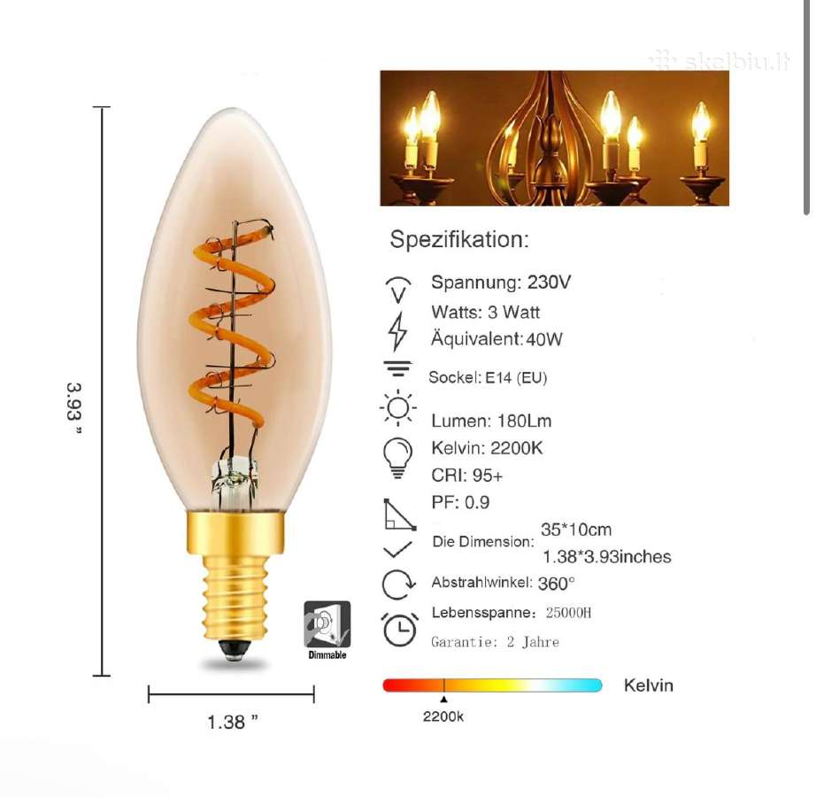 Lemputes 3 watt LED 2200k - nuotraukos Nr. 3