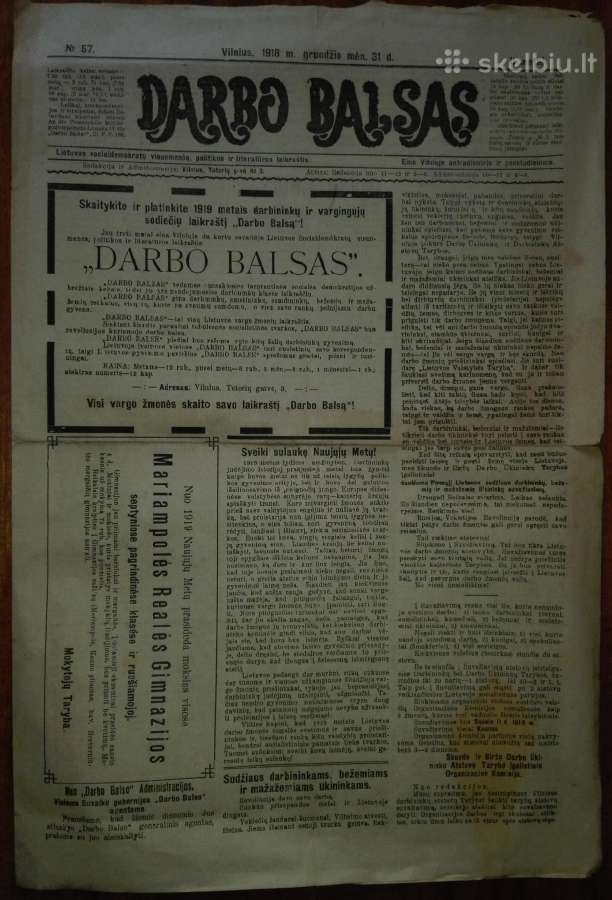 1323. Darbo Balsas antikvarinis-kolekcinis laikraš