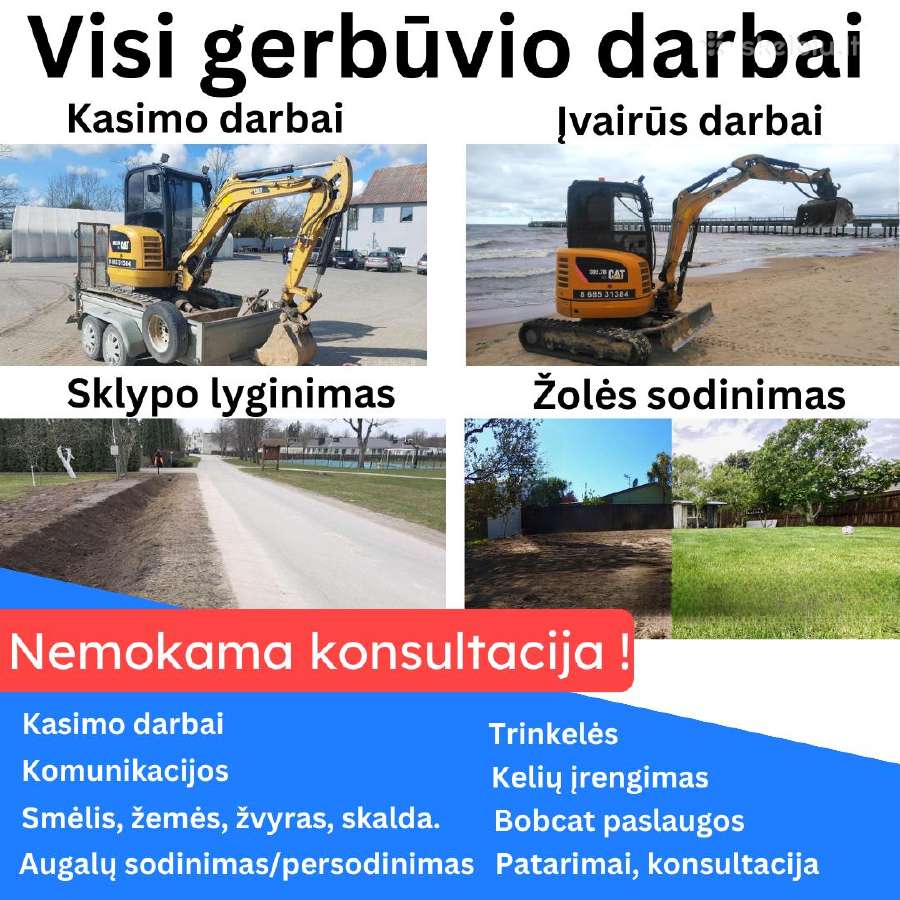 Mini Ekskavatorius nuoma paslauga tinklai gerbūvis - nuotraukos Nr. 2
