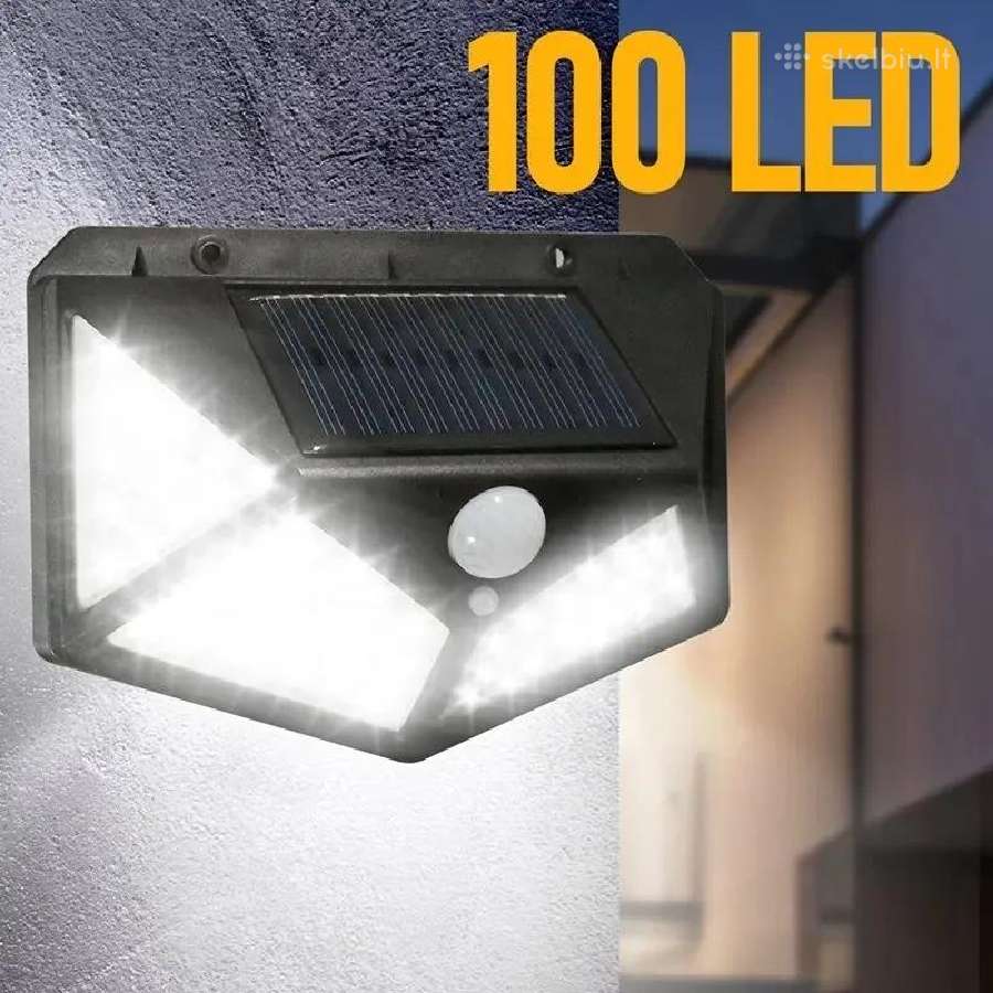 100 LED saulės lempa su judesio jutikliu