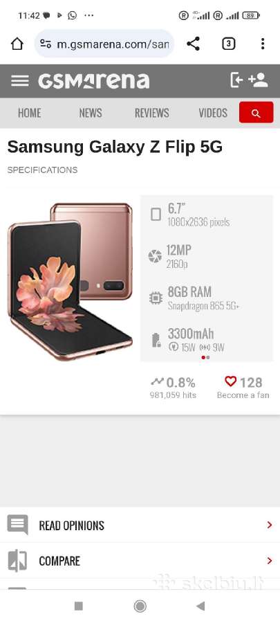Samsung z flip 1 iarba 3 5G sudauzytas ekranas