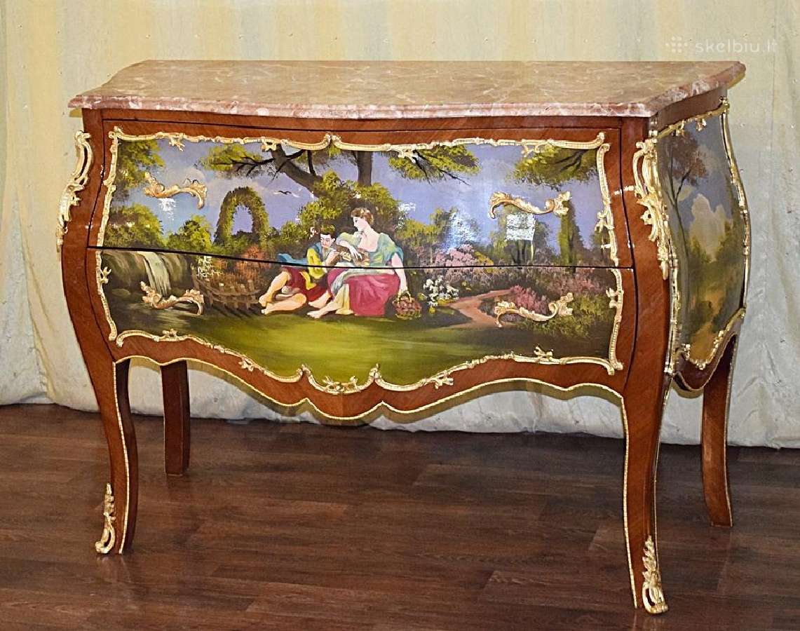 Naujos klasikinės inkrustuotos komodos su žalvariu - nuotraukos Nr. 3