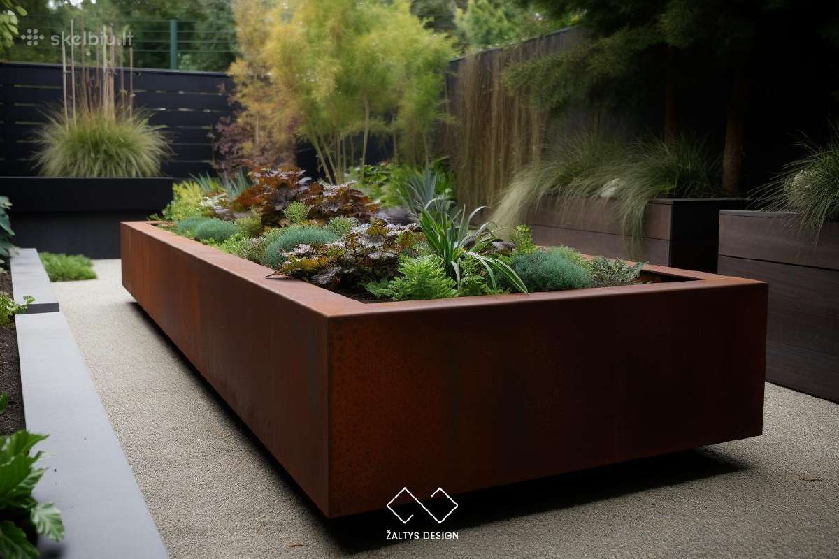 Rūdinto metalo corten vazonas - nuotraukos Nr. 12