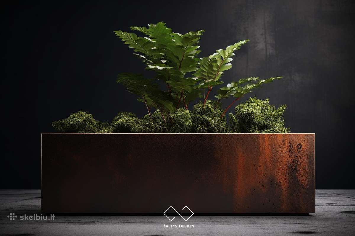 Rūdinto metalo corten vazonas - nuotraukos Nr. 2
