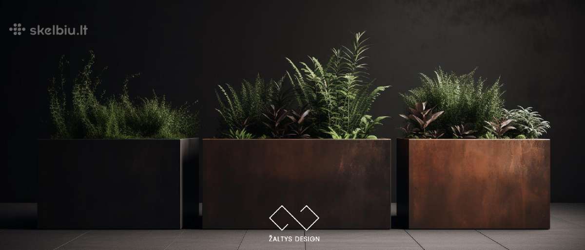 Rūdinto metalo corten vazonas - nuotraukos Nr. 4