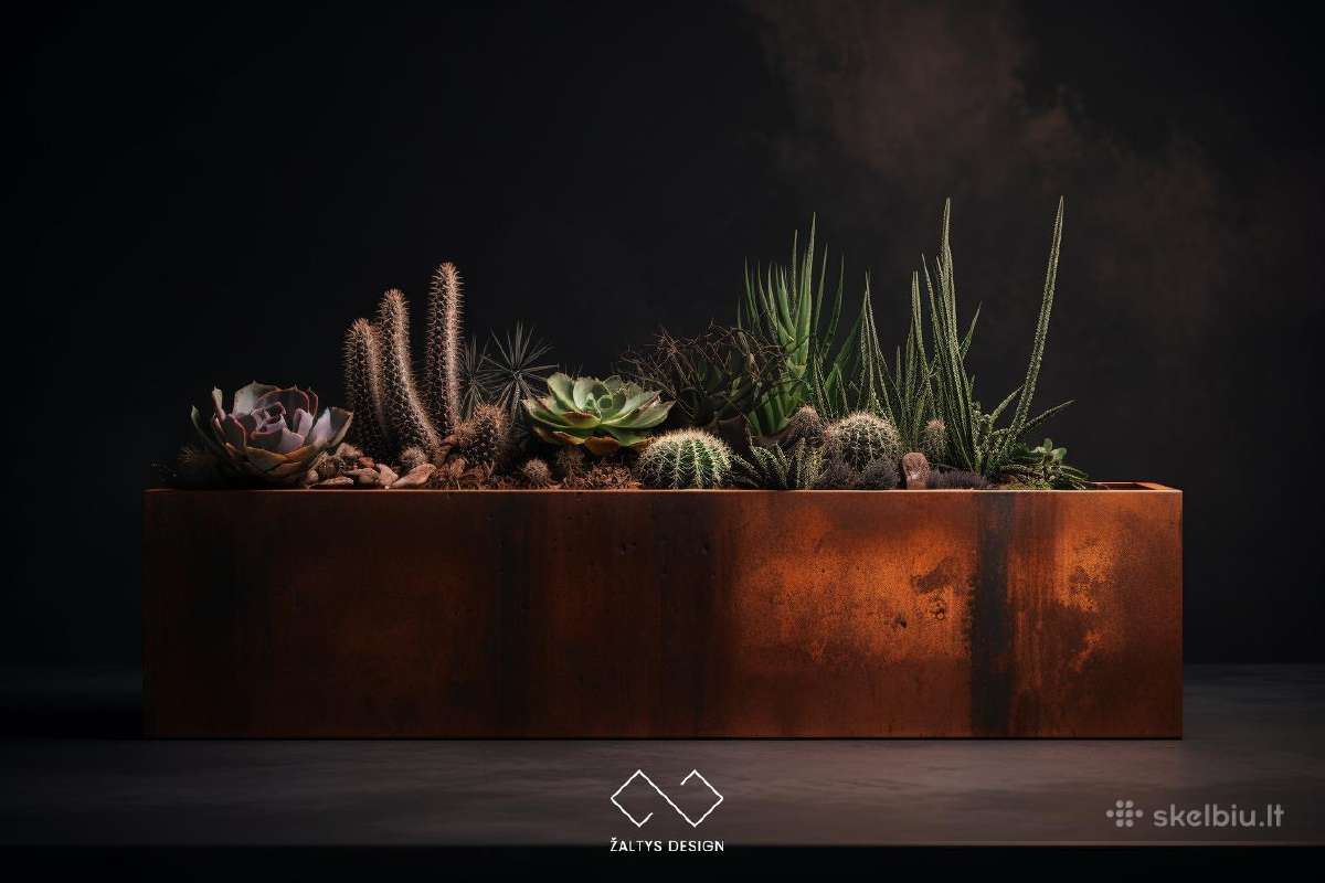 Rūdinto metalo corten vazonas - nuotraukos Nr. 13