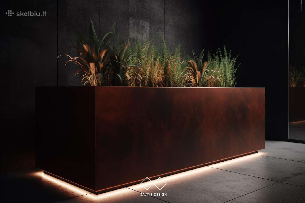 Rūdinto metalo corten vazonas - nuotraukos Nr. 16