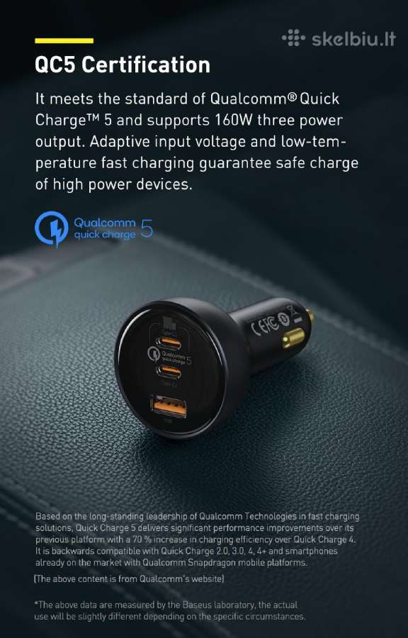 Automobilinis įkroviklis Baseus 160w - nuotraukos Nr. 8