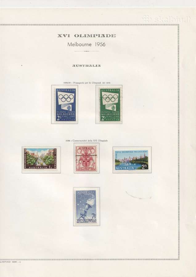 1956 Melbourno olimpiados pašto ženklai - nuotraukos Nr. 2