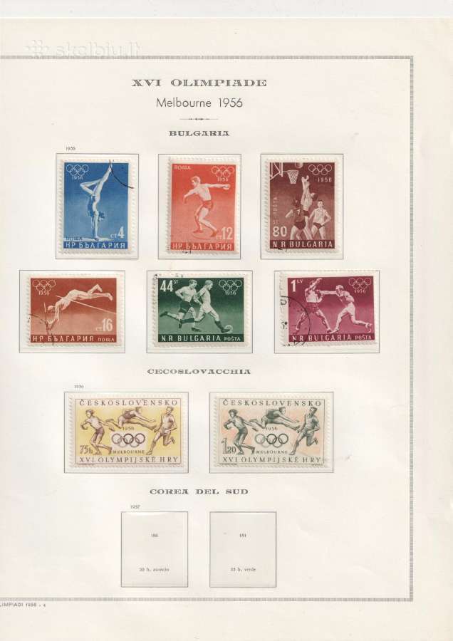 1956 Melbourno olimpiados pašto ženklai - nuotraukos Nr. 3