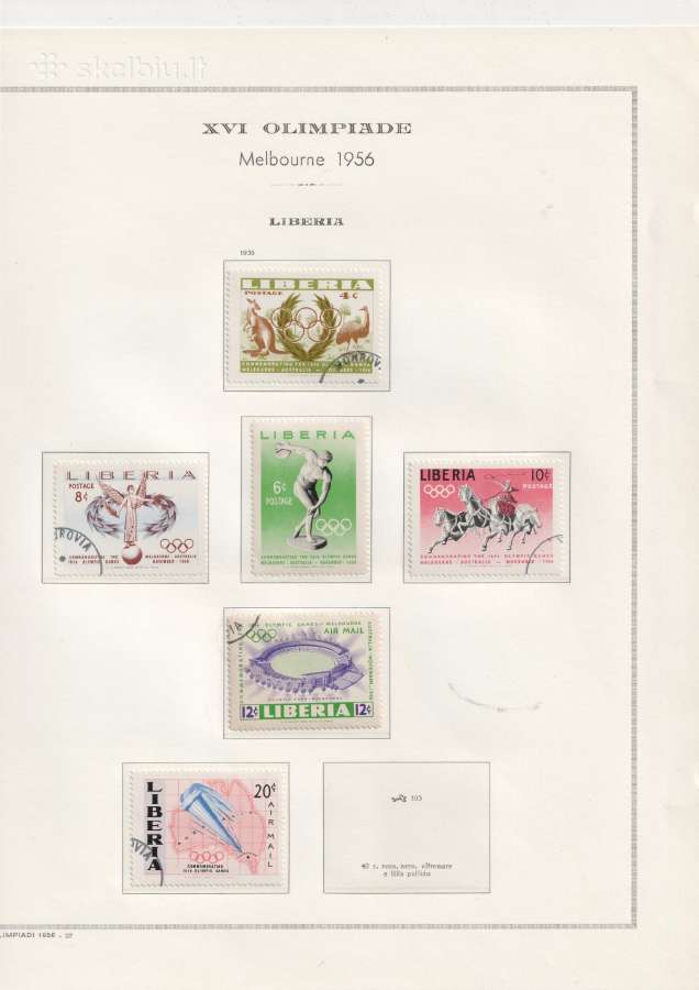 1956 Melbourno olimpiados pašto ženklai - nuotraukos Nr. 6
