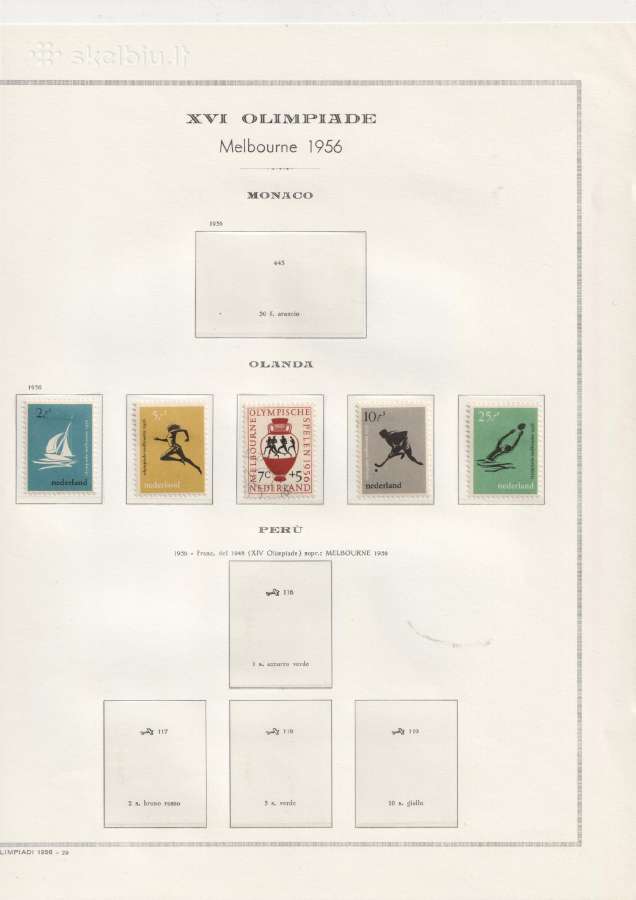 1956 Melbourno olimpiados pašto ženklai - nuotraukos Nr. 8