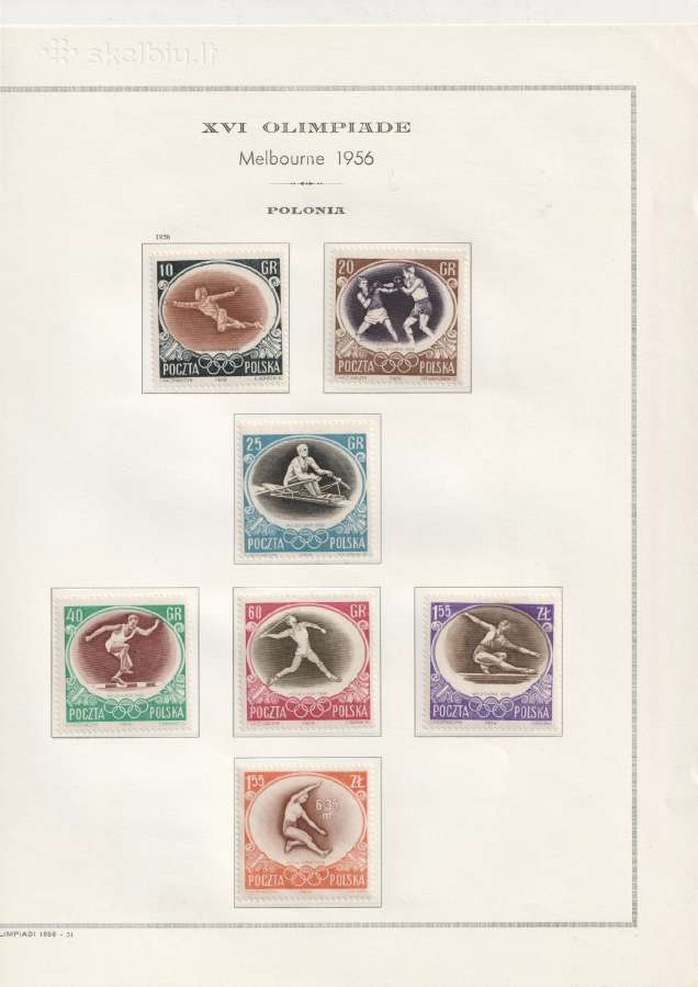 1956 Melbourno olimpiados pašto ženklai - nuotraukos Nr. 10