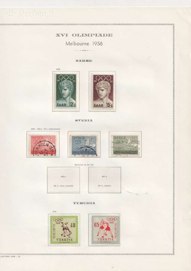 1956 Melbourno olimpiados pašto ženklai - nuotraukos Nr. 12