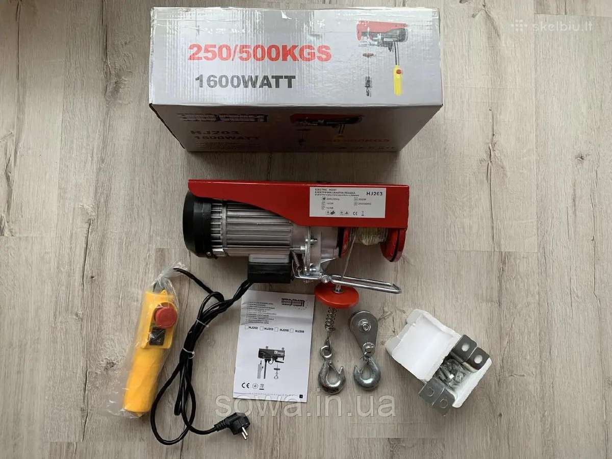 Naujos kėlimo gervės nuo 250kg iki 1000kg 220v
