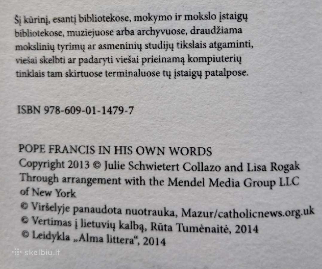 Popiežius Pranciškus savais žodžiais 2014 m. - nuotraukos Nr. 5