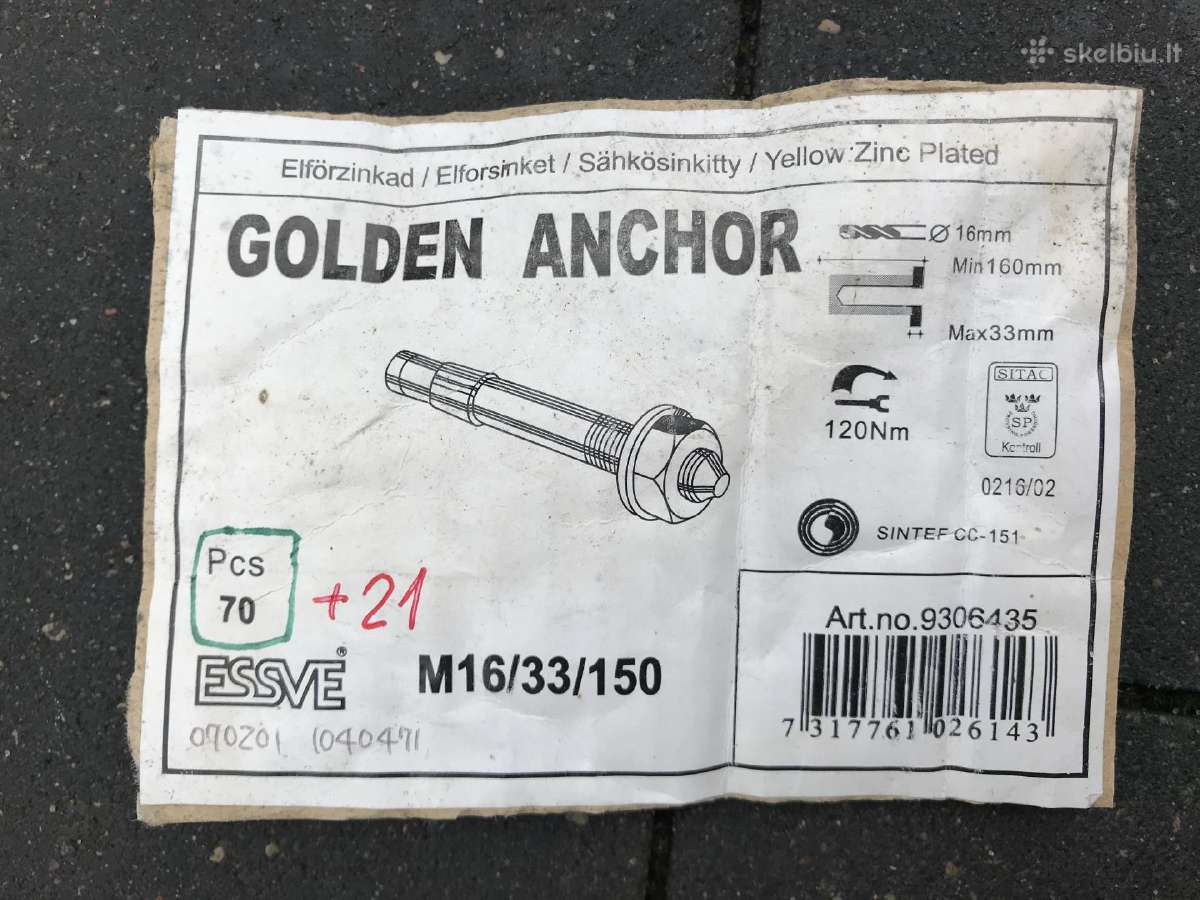Inkarinis varžtas Essve Golden Anchor M16x150 mm - nuotraukos Nr. 2