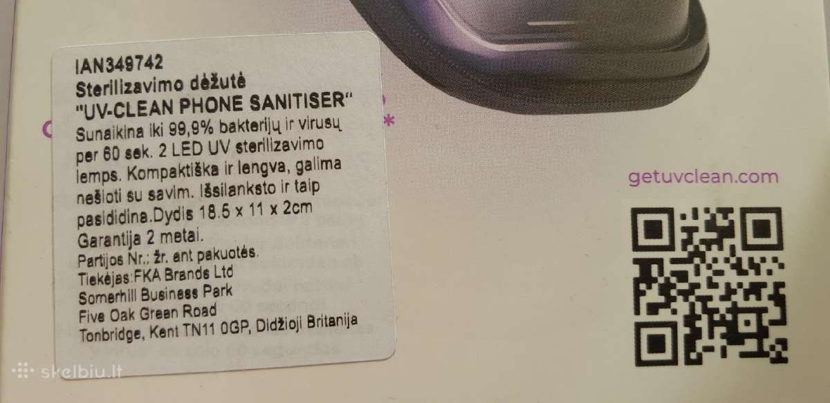 Naujas tel. Uv sterilizavimo dezinfekavimo apar. - nuotraukos Nr. 2