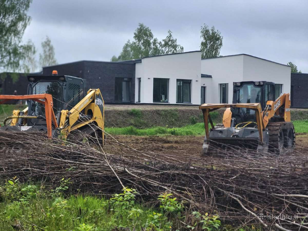 Apleistų sklypų tvarkymas, bobcat krautuvo nuoma