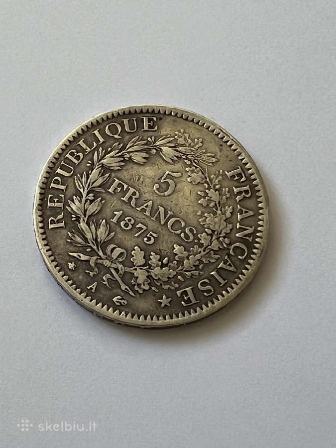 5 frankai 1875 Prancuzija sidabras