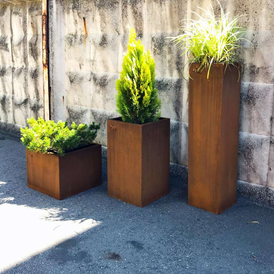 Corten plieno vazonai
