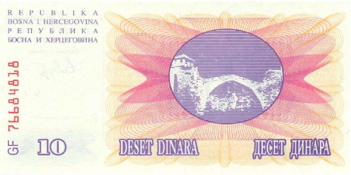 Bosnia and Herzegovina 10 dinara 1992. Unc. P-10 - nuotraukos Nr. 2