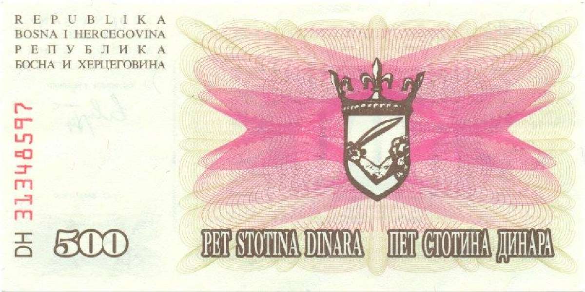Bosnia and Herzegovina 500 dinara 1992. Unc. P-14 - nuotraukos Nr. 2