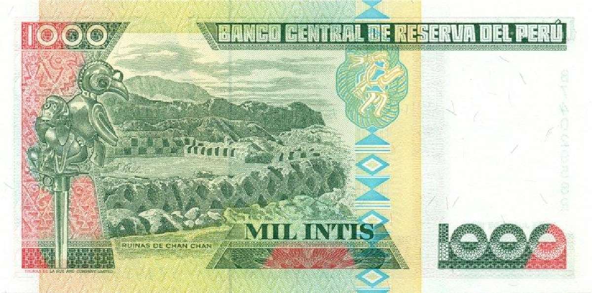 Peru 1000 intis 1988. Unc. P-136b - nuotraukos Nr. 2