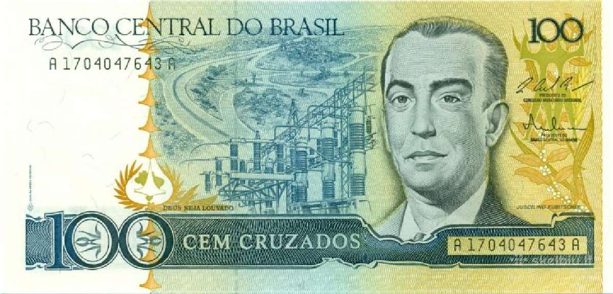 Brazil 100 cruzados 1986-1988. Unc. P-211c