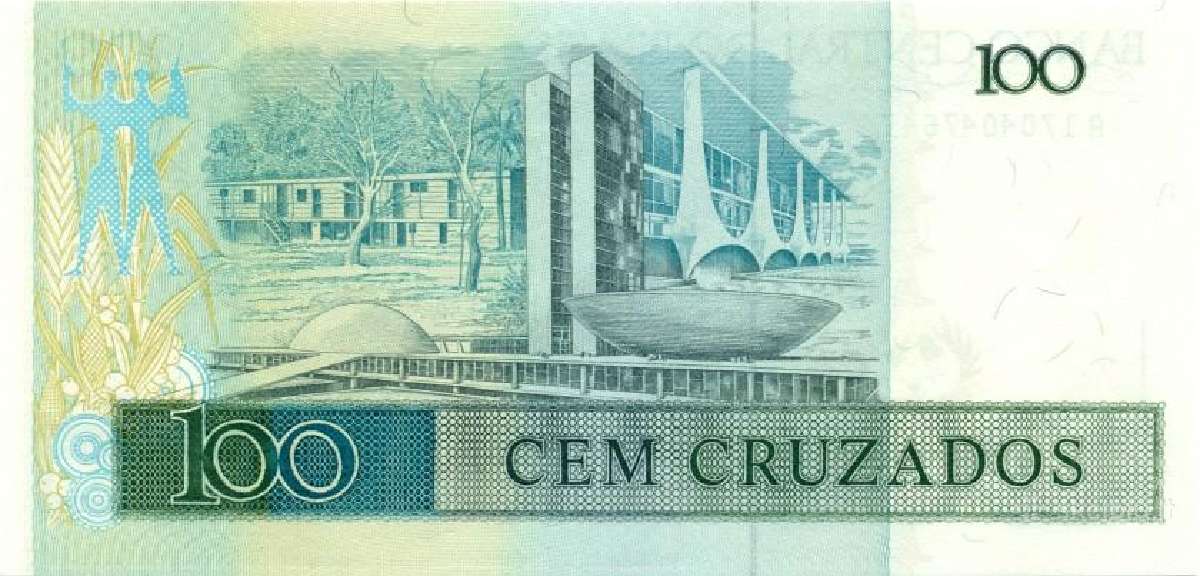 Brazil 100 cruzados 1986-1988. Unc. P-211c - nuotraukos Nr. 2