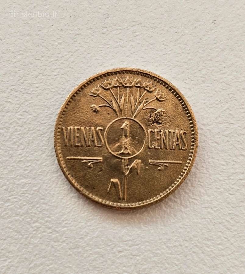 1 centas smetoninis 1925 m Lietuva