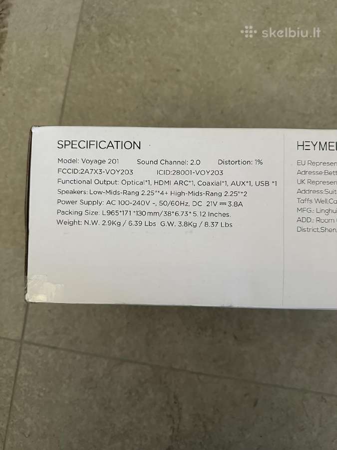 Heymell Voyage 201 2.0 soundbar - nuotraukos Nr. 3