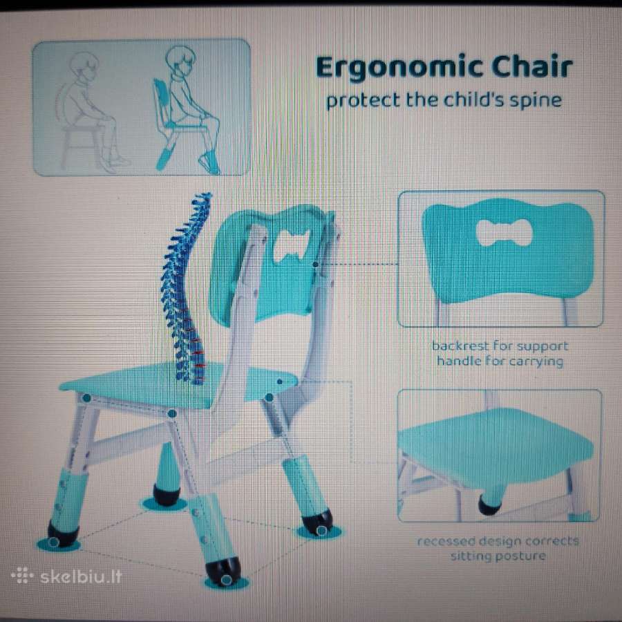 Ergonomiškos vaikiškos kėdutės nuo 2 iki 10 metų