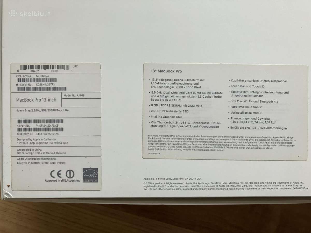 MacBook Pro (13-inch, 2016) 8gb 256 GB - nuotraukos Nr. 2