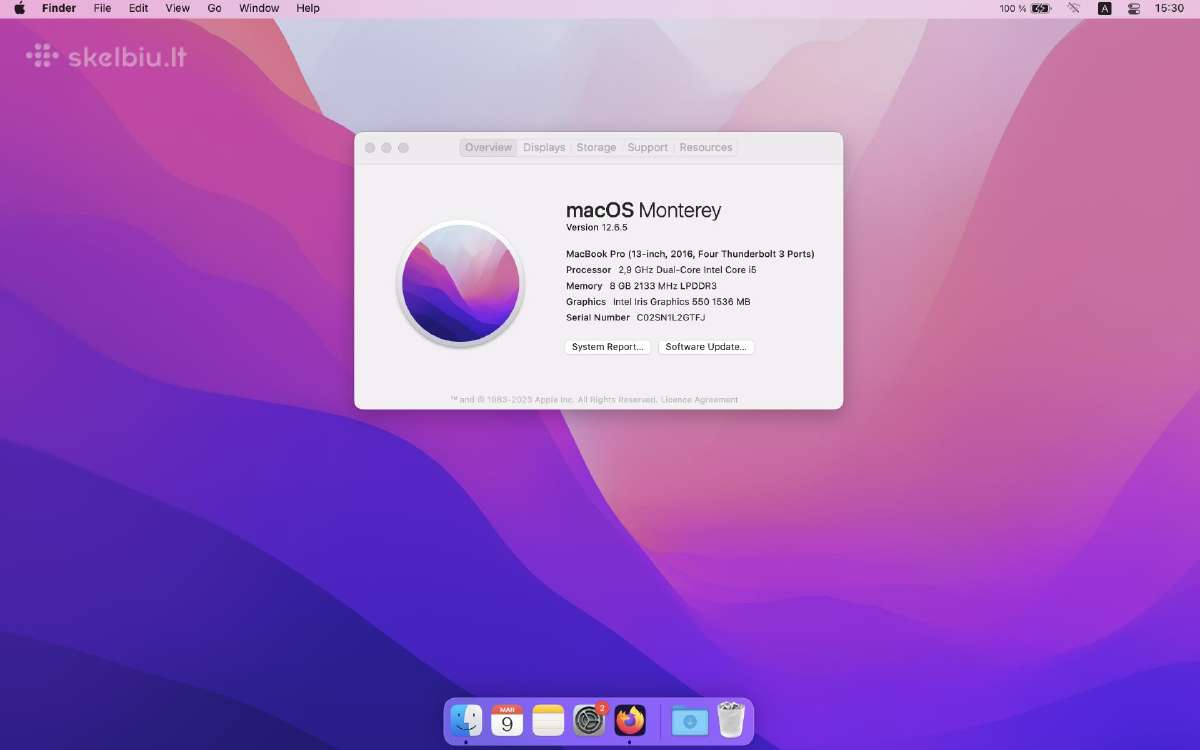 MacBook Pro (13-inch, 2016) 8gb 256 GB