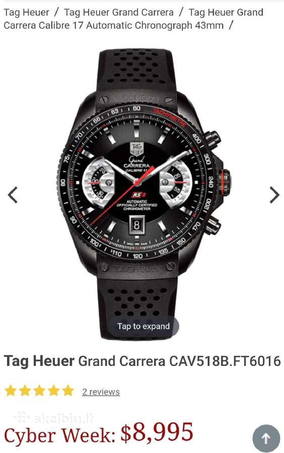 Tag Heuer Grand Carrera Calibre 17 Rs2 All black - nuotraukos Nr. 8