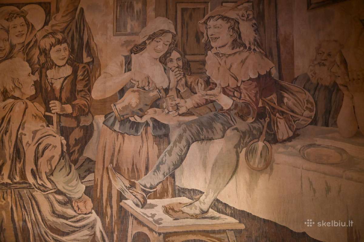 Didelis senovinis gobeleno paveikslas