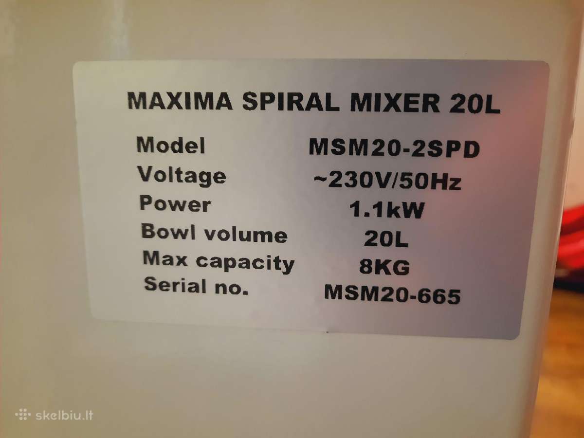 Mikseris - Maišyklė Maxima Spiral Mixer 20l - nuotraukos Nr. 2
