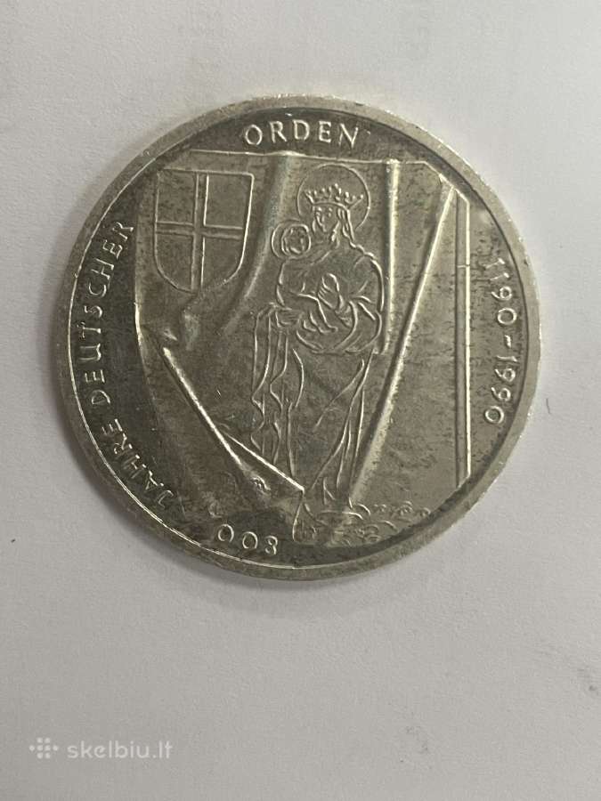 Vokietija 10 markių 1990 m. Ag 0.625 Dm04