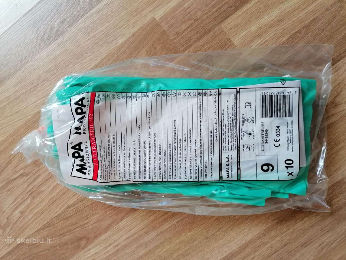 Nitrilinės guminės pirštinės su medvilne,10 porų, - nuotraukos Nr. 2