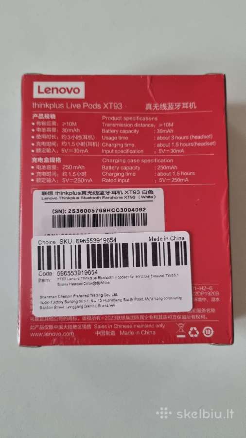 Belaidės ausinės Lenovo Xt93 Tws - nuotraukos Nr. 2