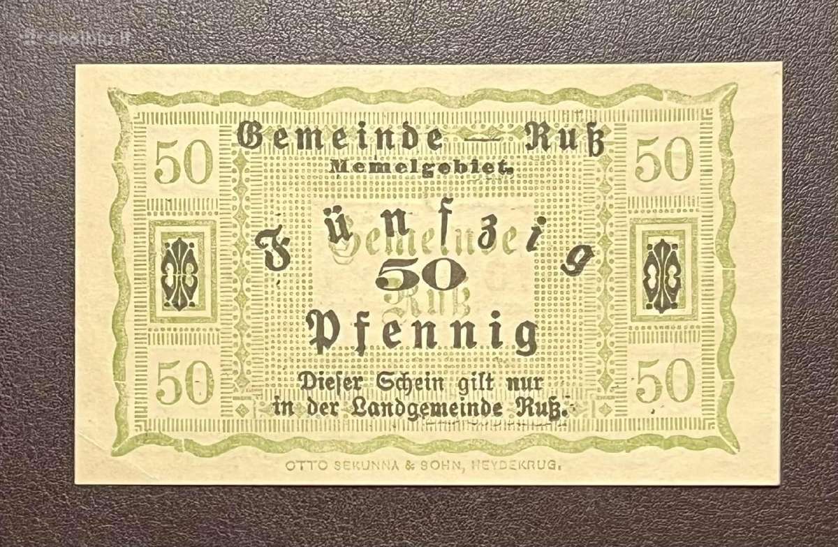 1920 m. Rusnės 50 pf banknotas / notgeld - nuotraukos Nr. 2