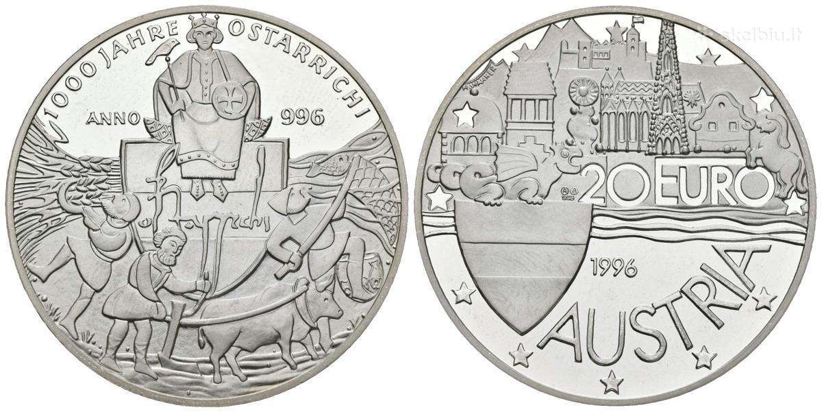 Austrija 1996 20 euro sidabras proof