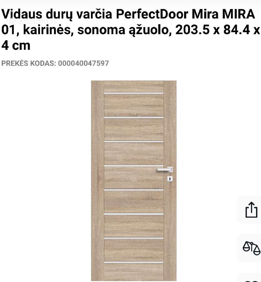Vidaus durys kairinės Perfectdoor Mira Sonoma - nuotraukos Nr. 3